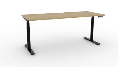 1200mm W x 750mm D x 620-1270mm H / Natural Oak Top & Black Frame / No Cable Tray / No Screen