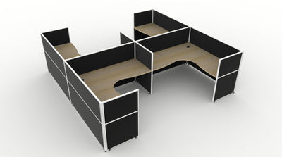 1800mm W x 1200mm W x 750mm D / 1200mm High / Natural Oak Top / Black Fabric Screen