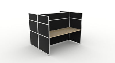 2 Person / 1200mm Wide x 750mm Deep / Natural Oak Top / Black Fabric Screen