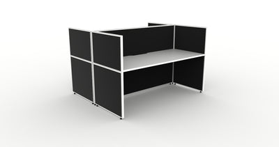 2 Person / 1200mm Wide x 750mm Deep / Natural Oak Top / Black Fabric Screen