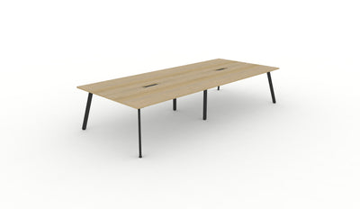 4 Person / 1200mm Wide x 750mm Deep / Natural Oak Top / Black Frame