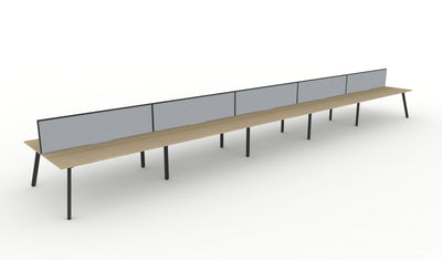 10 Person / 1200mm Wide x 750mm Deep / Natural Oak Top / Black Frame
