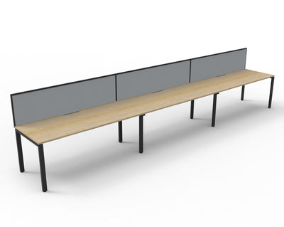 3 Person / 1200mm Wide x 750mm Deep / Natural Oak Top / Black Frame