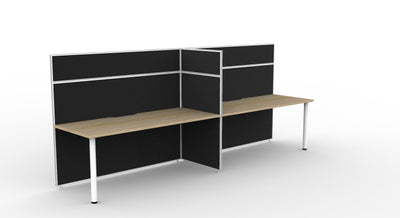 2 Person / 1200mm Wide x 750mm Deep / Natural Oak Top / Black Fabric Screen