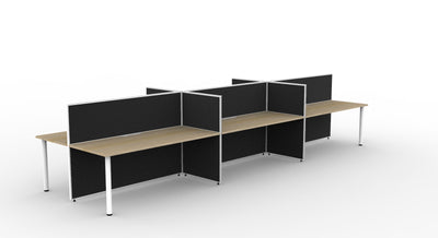 6 Person / 1200mm Wide x 750mm Deep / Natural Oak Top / Black Fabric Screen