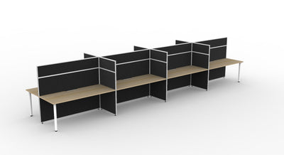 8 Person / 1200mm Wide x 750mm Deep / Natural Oak Top / Black Fabric Screen