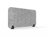 A gray Eco panel desk mount screen with a pinnable surface, mounted on a desk.