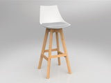 Luna White Barstool with Oak Base
