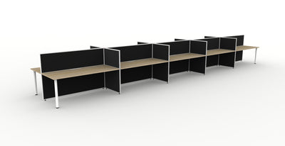 10 Person / 1200mm Wide x 750mm Deep / Natural Oak Top / Black Fabric Screen