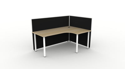 1800mm W x 1200mm W x 750mm D / 1200mm High / Natural Oak Top / Black Fabric Screen