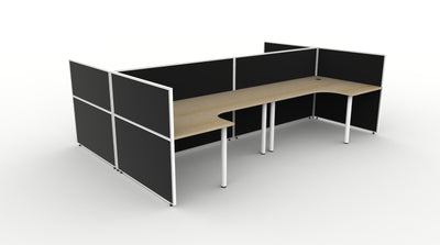 1800mm W x 1200mm W x 750mm D / 1200mm High / Natural Oak Top / Black Fabric Screen