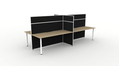 4 Person / 1200mm Wide x 750mm Deep / Natural Oak Top / Black Fabric Screen