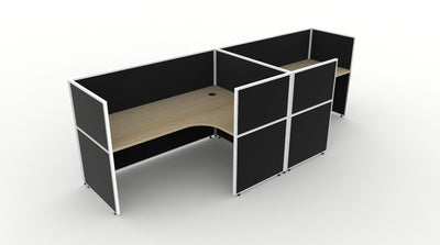 1800mm W x 1200mm W x 750mm D / 1200mm High / Natural Oak Top / Black Fabric Screen