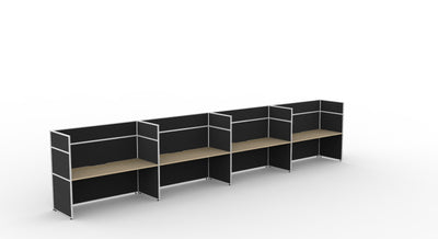 1500mm Wide x 750mm Deep / 1200mm High / Natural Oak Top / Black Fabric Screen