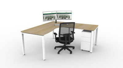 WFH Deluxe Infinity Profile Leg Corner Workstation Bundle