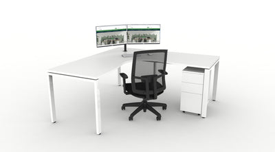 WFH Deluxe Infinity Profile Leg Corner Workstation Bundle