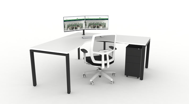 WFH Deluxe Infinity Profile Leg Corner Workstation Bundle