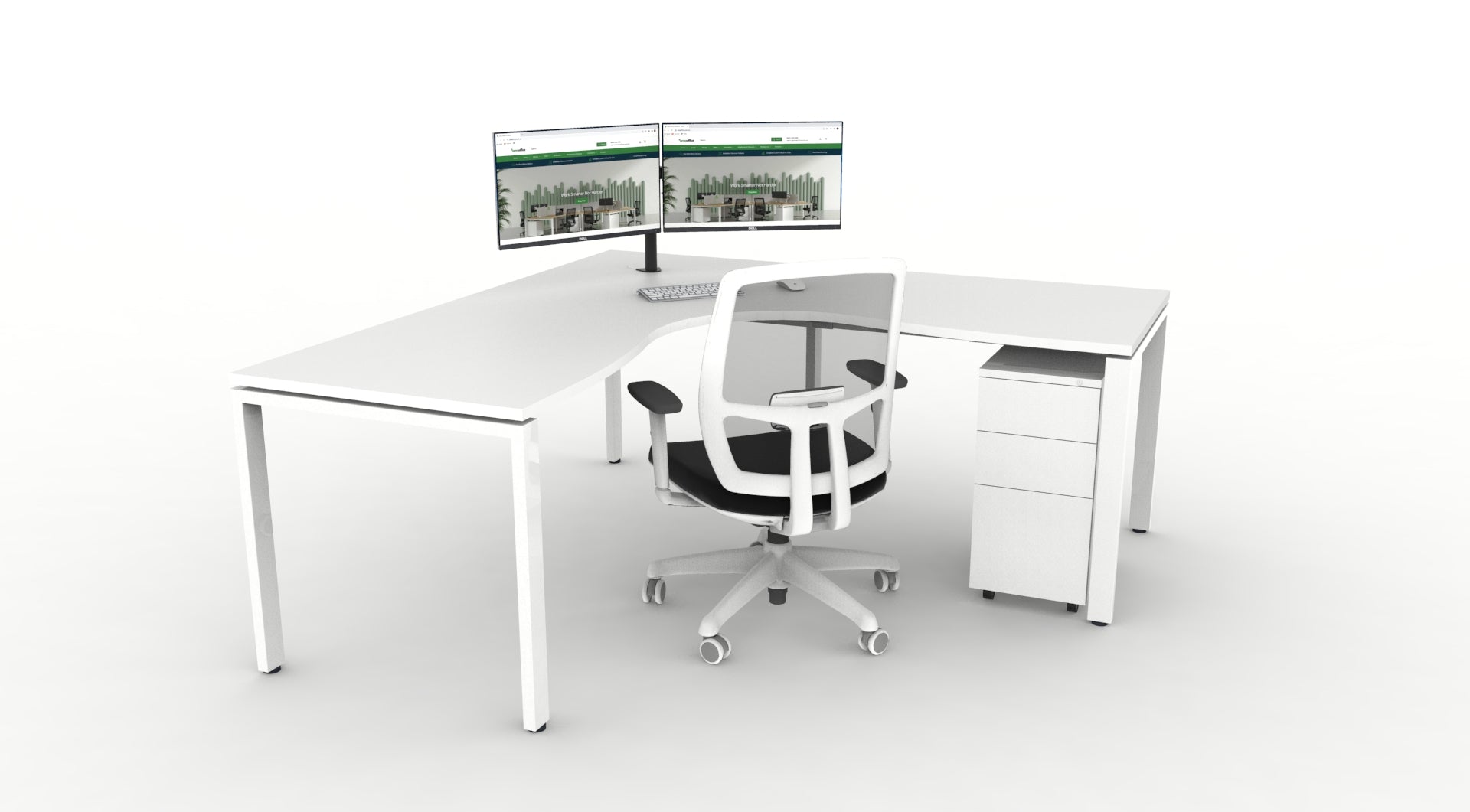 WFH Deluxe Infinity Profile Leg Corner Workstation Bundle