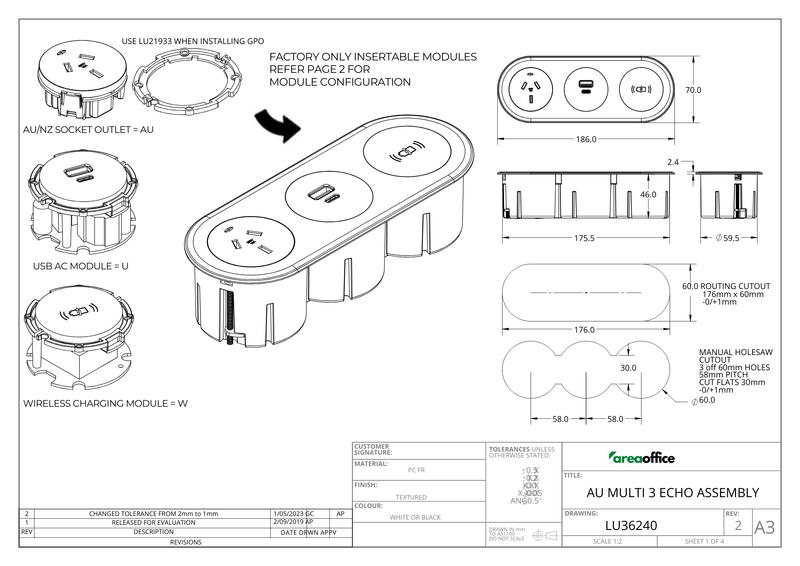 Diagram of Echo fast Charger Trio version