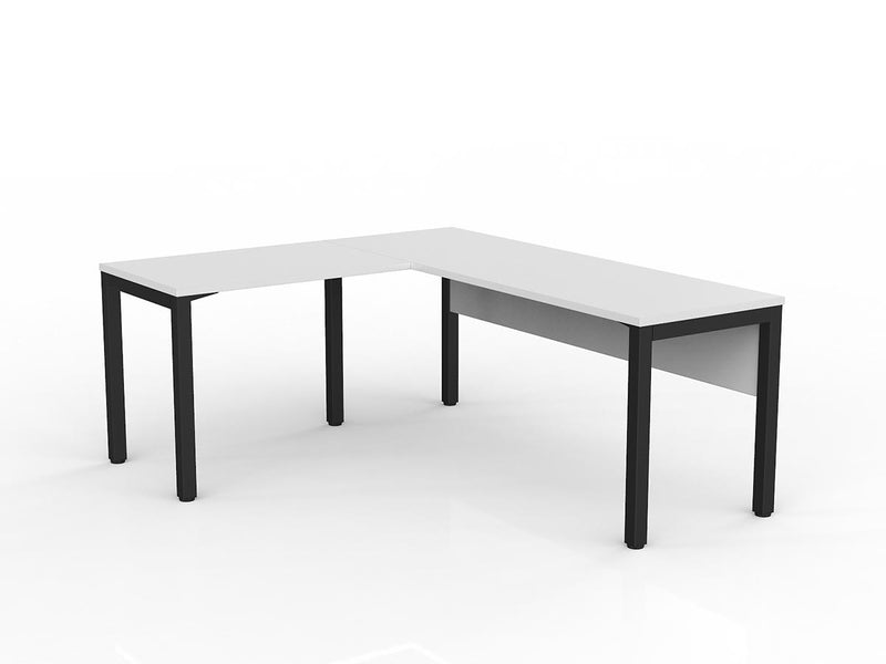 Axis Desk with Return and Modesty - White Worktop