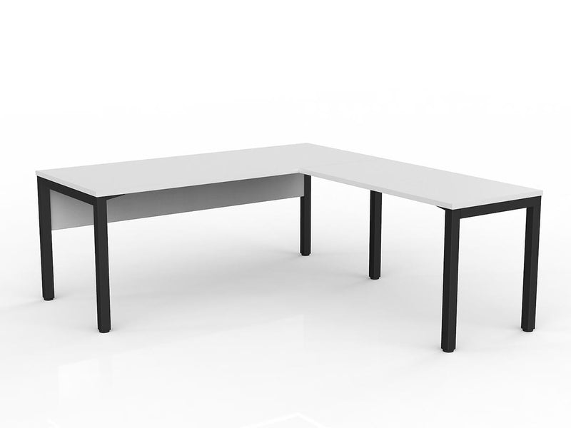 Axis Desk with Return and Modesty - White Worktop