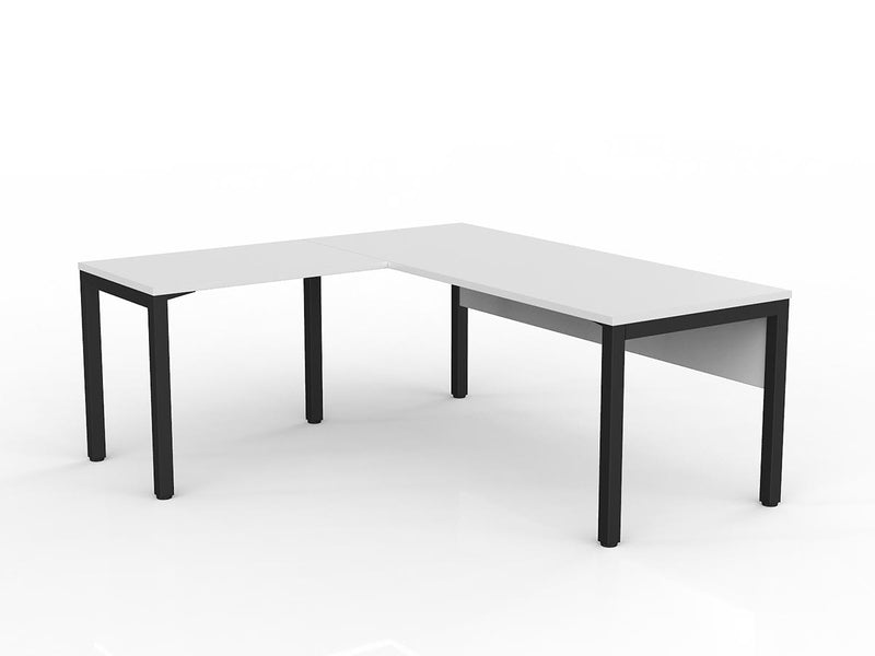 Axis Desk with Return and Modesty - White Worktop