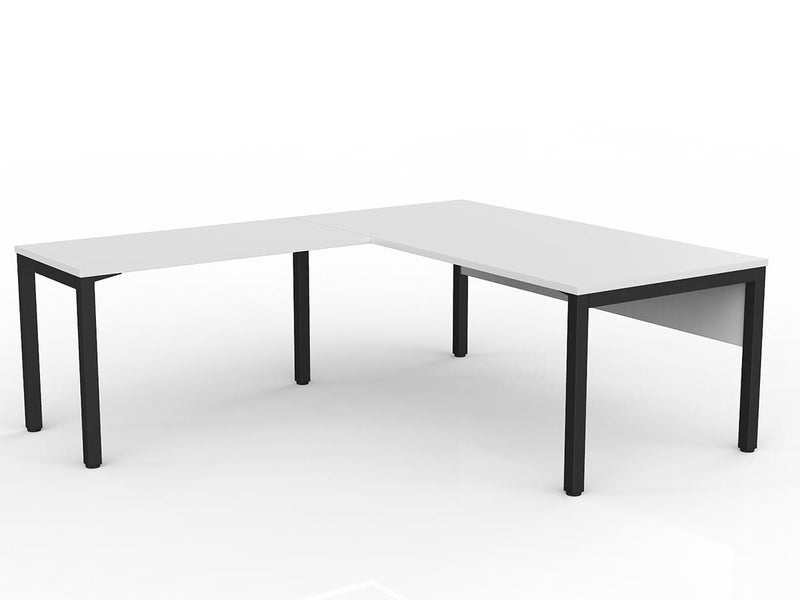 Axis Desk with Return and Modesty - White Worktop