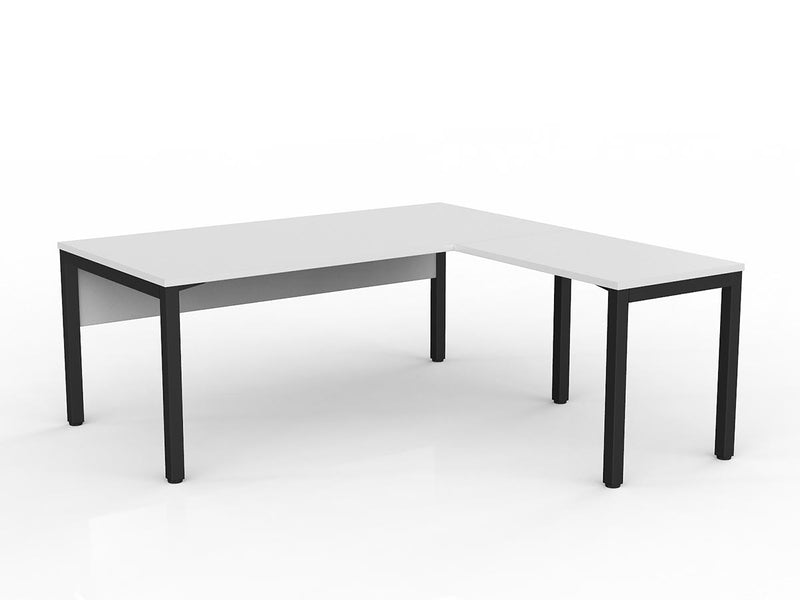 Axis Desk with Return and Modesty - White Worktop