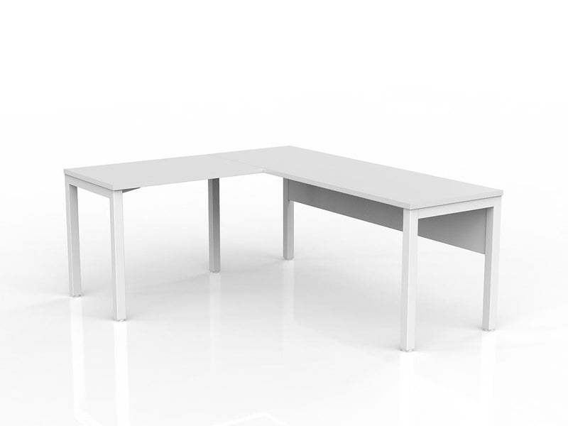 Axis Desk with Return and Modesty - White Worktop