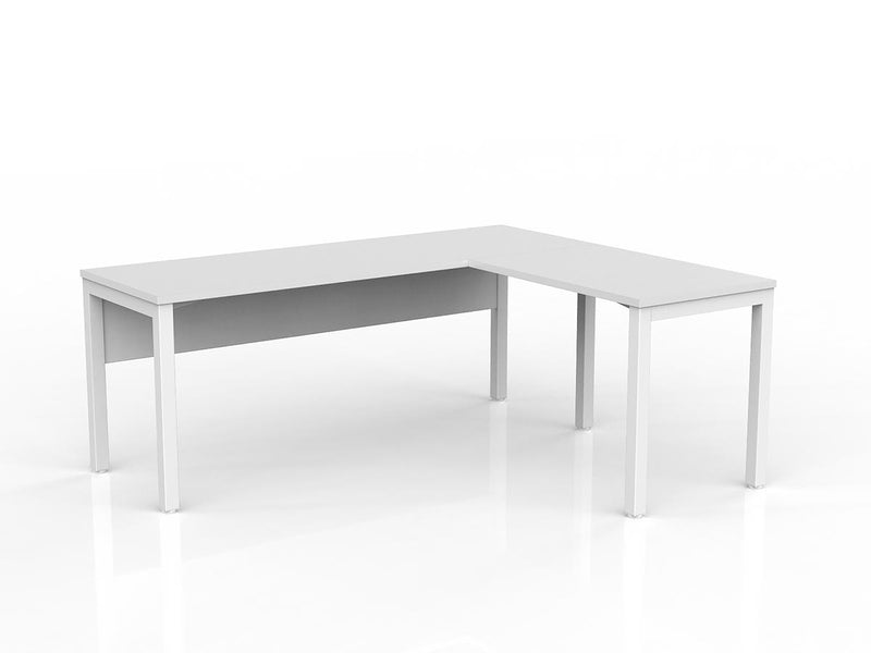 Axis Desk with Return and Modesty - White Worktop
