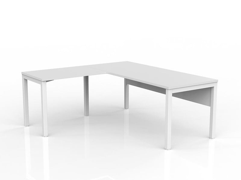Axis Desk with Return and Modesty - White Worktop