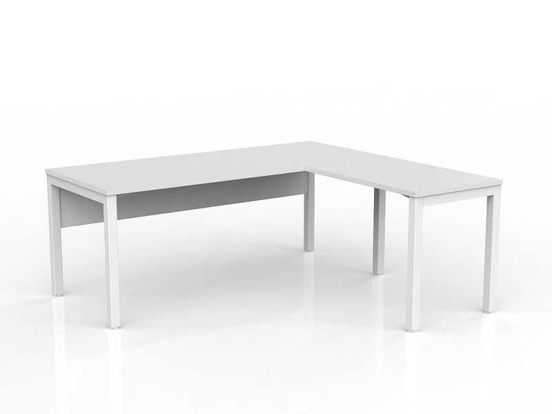 Axis Desk with Return and Modesty - White Worktop