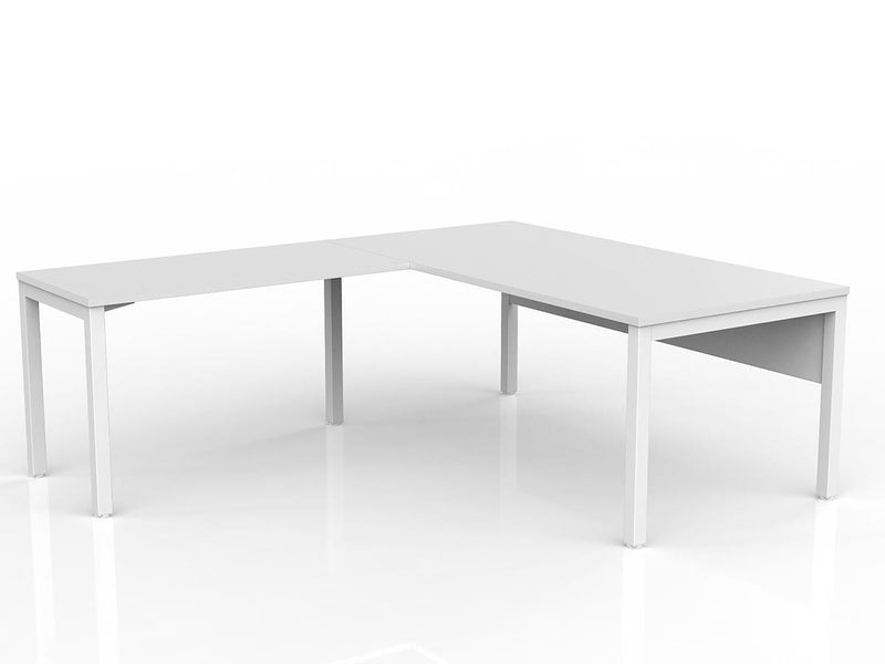 Axis Desk with Return and Modesty - White Worktop