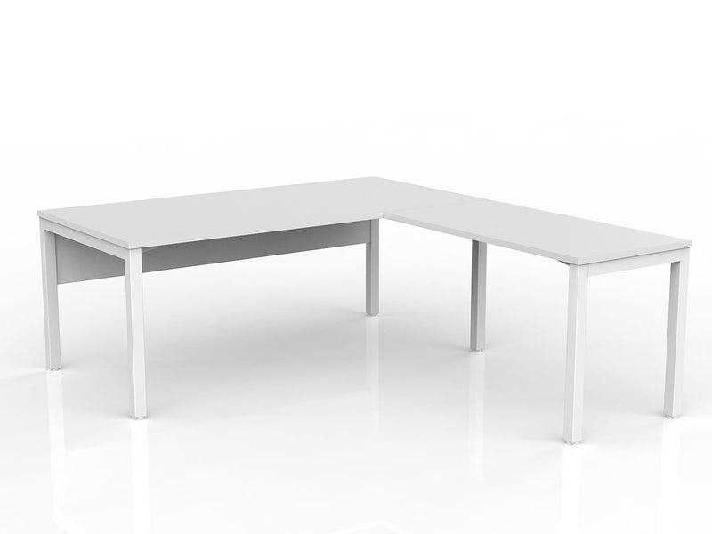 Axis Desk with Return and Modesty - White Worktop