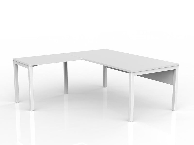 Axis Desk with Return and Modesty - White Worktop