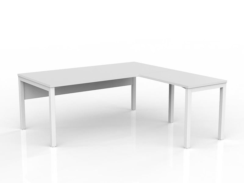 Axis Desk with Return and Modesty - White Worktop