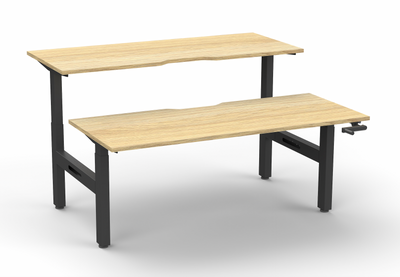 1200mm W x 750mm D x 620-1270mm H / Natural Oak Top & Black Frame / No Cable Tray / No Screen