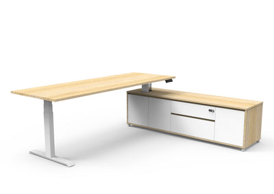 1800mm W x 750mm D - RHS Cabinet / Natural Oak Top / White Frame / No Modesty Panel