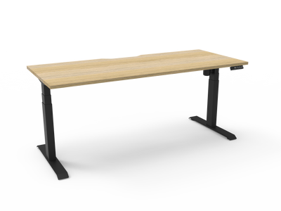 1200mm W x 750mm D x 620-1270mm H / Natural Oak Top & Black Frame / No Cable Tray / No Screen