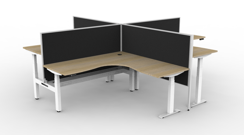 Boost Plus Electric Height Adjustable 4 Person Corner Workstation