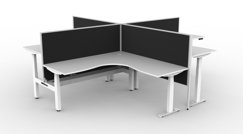 Boost Plus Electric Height Adjustable 4 Person Corner Workstation