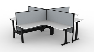 Boost Plus Electric Height Adjustable 4 Person Corner Workstation