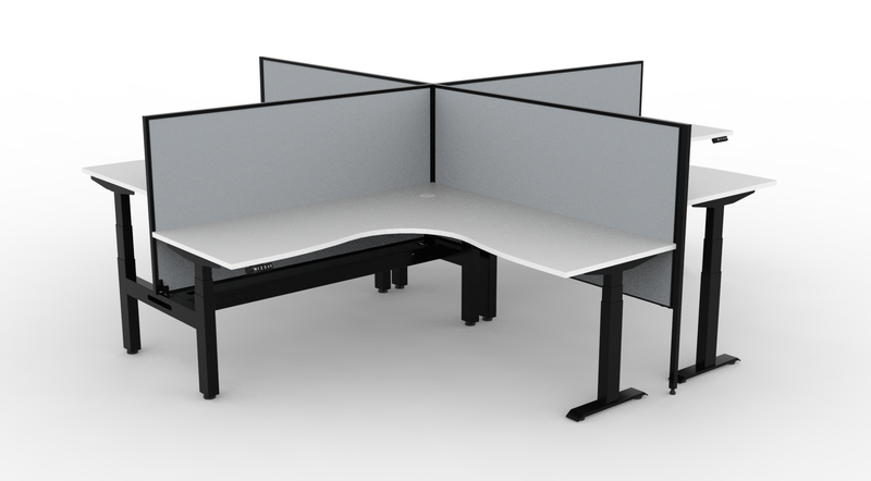 Boost Plus Electric Height Adjustable 4 Person Corner Workstation