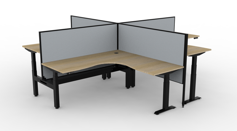 Boost Plus Electric Height Adjustable 4 Person Corner Workstation