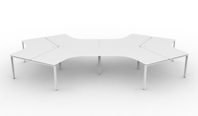 Deluxe Infinity Profile Leg 6 Person 120° Workstation