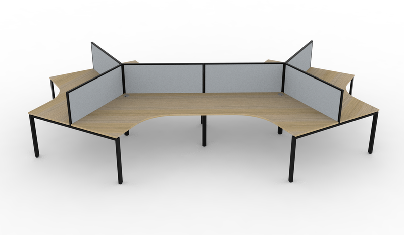 Deluxe Infinity Profile Leg 6 Person 120° Workstation