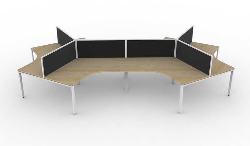 Deluxe Infinity Profile Leg 6 Person 120° Workstation