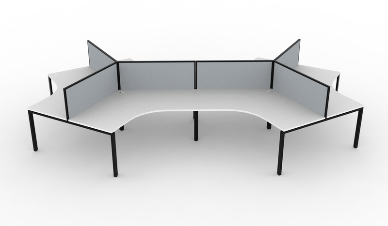 Deluxe Infinity Profile Leg 6 Person 120° Workstation