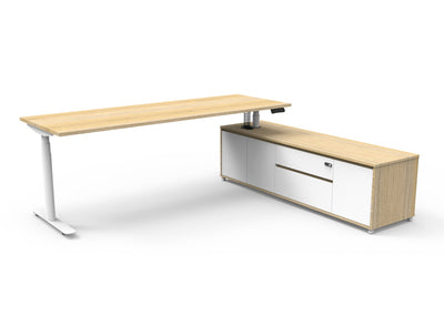1800mm W x 750mm D - RHS Cabinet / Natural Oak Top / White Frame / No Modesty Panel