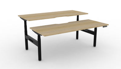 1200mm W x 750mm D x 620-1270mm H / Natural Oak Top & Black Frame / No Cable Tray / No Screen